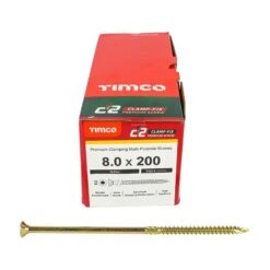 Timco C2 Clamp-Fix Multi-Purpose Premium Screws - TX - Double Countersunk - Yellow 50pcs Box - 8.0 X 200 - 80200C2C -Bostitch Store t i timco 80200c2c 2