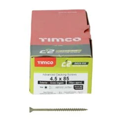 Timco C2 Deck-Fix Premium Decking Screws - TX - Countersunk - Exterior - Green Box 250pcs - 4.5 X 85 - 85C2D250BX 7 Timco C2 Deck-Fix Premium Decking Screws - TX - Countersunk - Exterior - Green Box 250pcs - 4.5 X 85 - 85C2D250BX -Bostitch Store t i timco 85c2d250bx 2