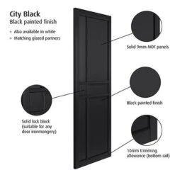 JB Kind City Black Interior Door 1981 X 762 X 35mm - UCIT26BL -Bostitch Store u c ucit26bl 2