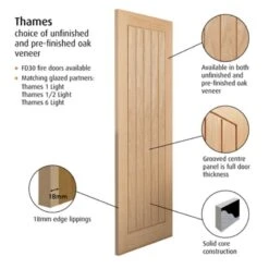 JB Kind Thames Oak Interior Door 1981 X 533 X 35mm - VOTHA19 -Bostitch Store v o votha19 2